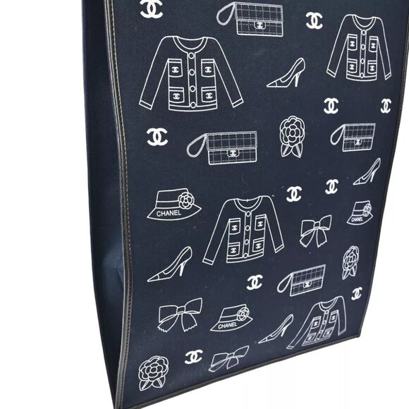 Chanel Navy Canvas Icon Chain Tote Handbag - Picture 3 of 10